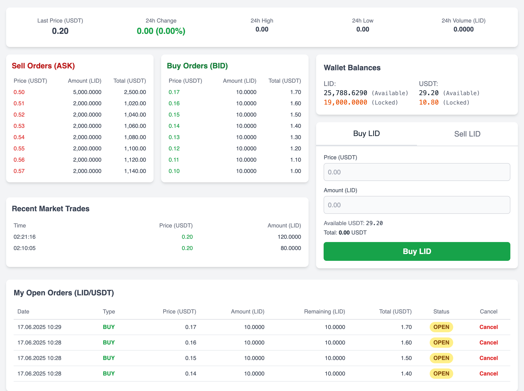 Genesis Exchange Interface